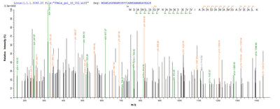 Based on the SEQUEST from database of Yeast host and target protein, the LC-MS/MS Analysis result of this product could indicate that this peptide derived from Yeast-expressed Salmonella typhimurium (strain LT2 / SGSC1412 / ATCC 700720) mglB.