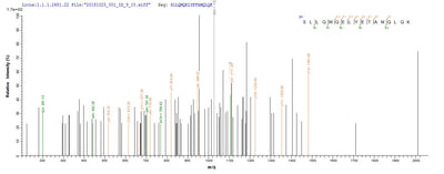 Based on the SEQUEST from database of Yeast host and target protein, the LC-MS/MS Analysis result of this product could indicate that this peptide derived from Yeast-expressed Saccharomyces cerevisiae (strain ATCC 204508 / S288c) (Baker's yeast) ECM31.Recombinant Saccharomyces Cerevisiae 3-Methyl-2-Oxobutanoate Hydroxymethyltransferase (ECM31) Protein (His&Myc)