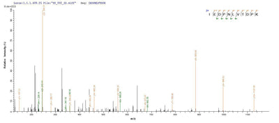 Based on the SEQUEST from database of Yeast host and target protein, the LC-MS/MS Analysis result of this product could indicate that this peptide derived from Yeast-expressed Salmonella typhimurium (strain LT2 / SGSC1412 / ATCC 700720) prgJ.