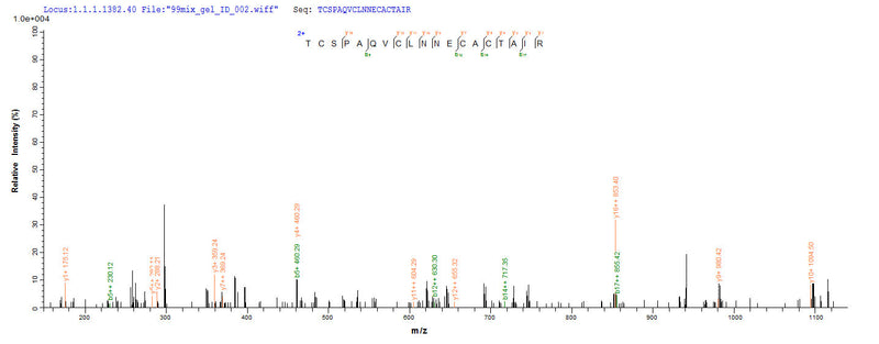 Based on the SEQUEST from database of Yeast host and target protein, the LC-MS/MS Analysis result of this product could indicate that this peptide derived from Yeast-expressed Hirudo nipponia (Korean blood-sucking leech) Guamerin.
