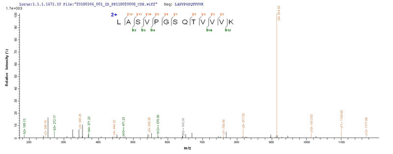 Based on the SEQUEST from database of Yeast host and target protein, the LC-MS/MS Analysis result of this product could indicate that this peptide derived from Yeast-expressed Homo sapiens (Human) PODXL.Recombinant Human Podocalyxin (PODXL) Protein (His)