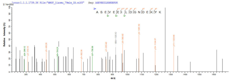 Based on the SEQUEST from database of Yeast host and target protein, the LC-MS/MS Analysis result of this product could indicate that this peptide derived from Yeast-expressed Homo sapiens (Human) SMARCB1.Recombinant Human Swi/Snf-Related Matrix-Associated Actin-Dependent Regulator Of Chromatin Subfamily B Member 1 (SMARCB1) Protein (His)