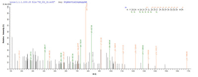 Based on the SEQUEST from database of Yeast host and target protein, the LC-MS/MS Analysis result of this product could indicate that this peptide derived from Yeast-expressed Hypocrea rufa (Trichoderma viride) 6GAL.Recombinant Hypocrea Rufa Endo-Beta-1,6-Galactanase (6GAL) Protein (His)
