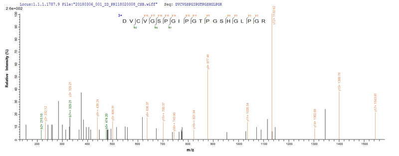 Based on the SEQUEST from database of Yeast host and target protein, the LC-MS/MS Analysis result of this product could indicate that this peptide derived from Yeast-expressed Homo sapiens (Human) SFTPA1.Recombinant Human Pulmonary Surfactant-Associated Protein A1 (SFTPA1) Protein (His)